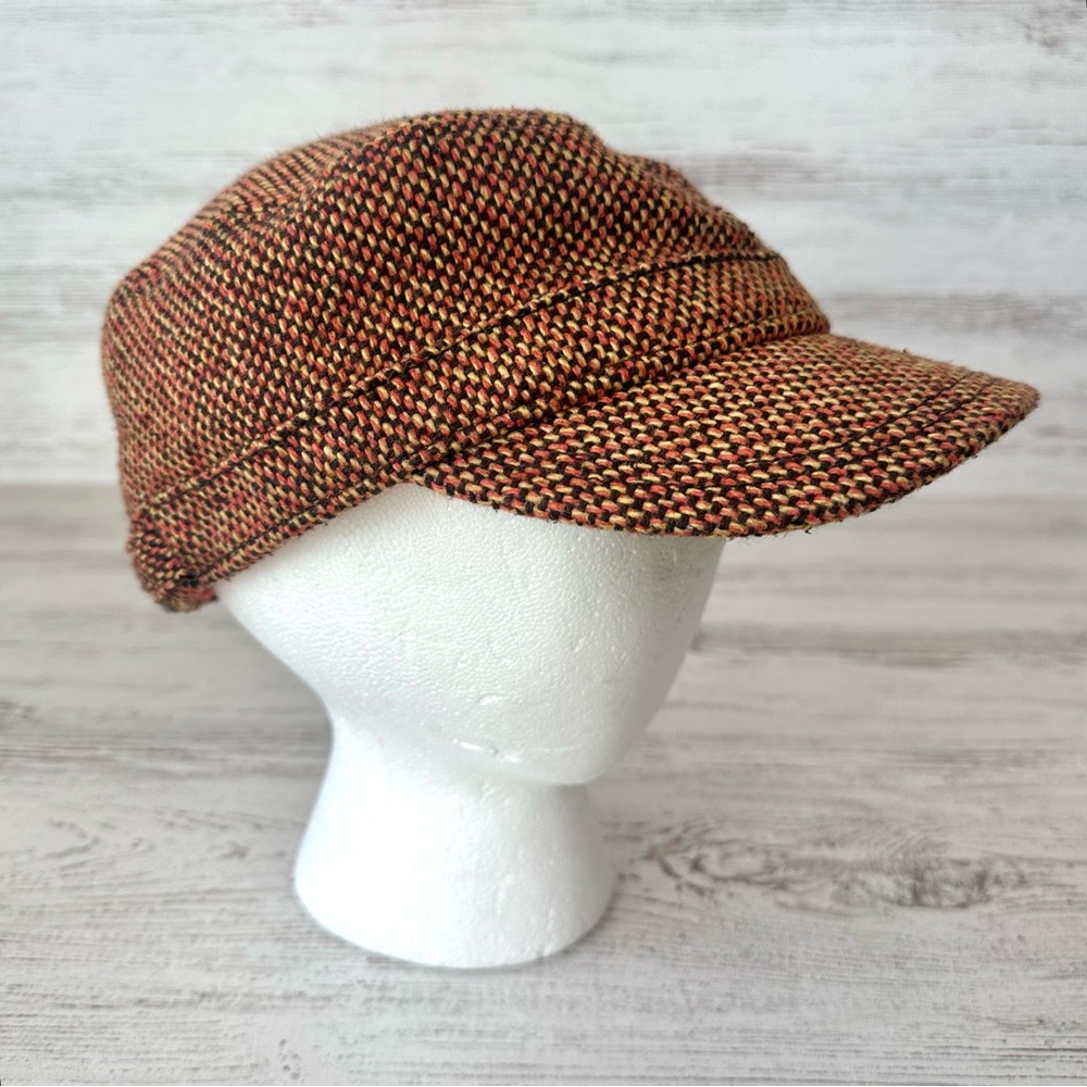 LIFE IS GOOD Tweed Newsboy Hat Tan Pink Brown Academia